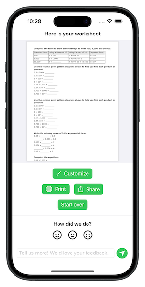 See your generated math worksheet